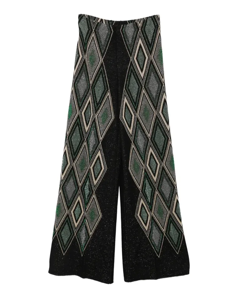 Circus Hotel Palazzohose mit Argyle-Muster - Schwarz Schwarz