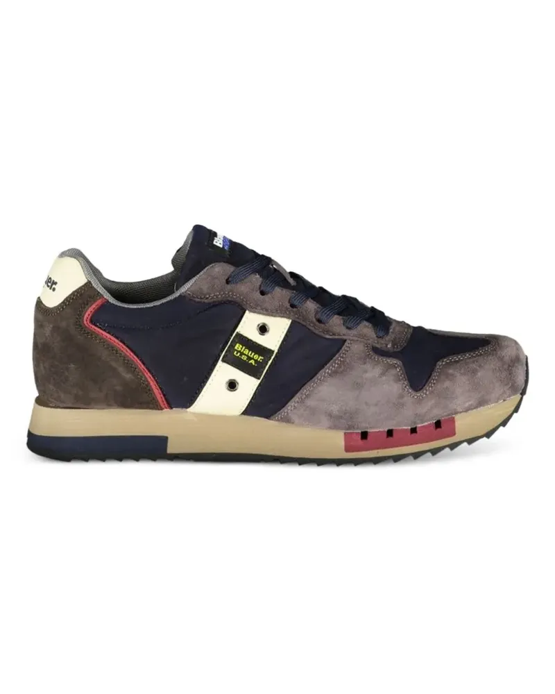 Blauer suede-panelled sneakers Blau