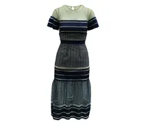 Gestreiftes Mesh-Midikleid - Blau