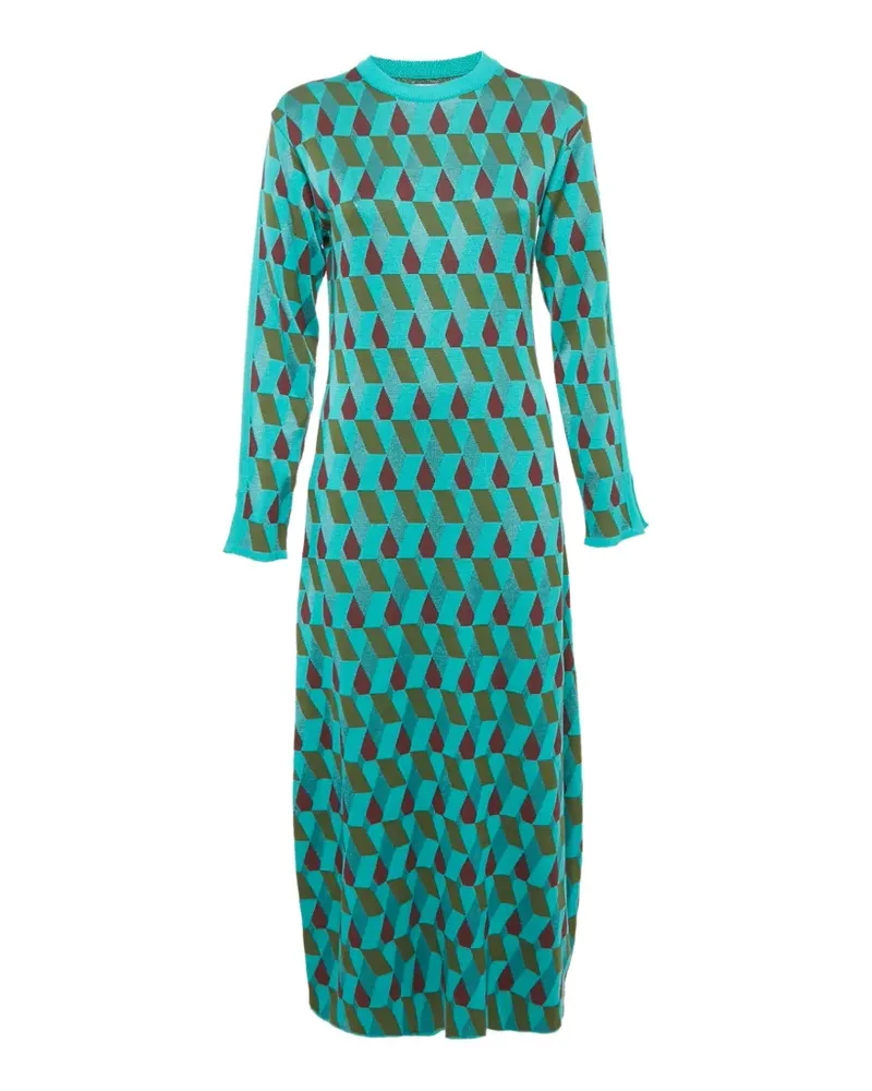 La DoubleJ diamond-pattern midi dress - Grün Grün