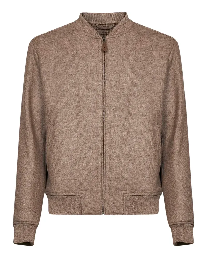 Etro Pegaso-logo wool bomber jacket - Nude Nude