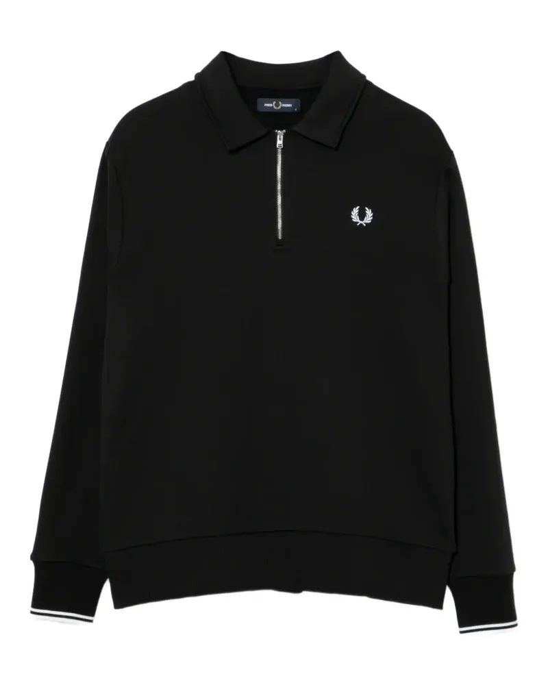 Fred Perry Sweatshirtjacke mit Logo-Stickerei - Schwarz Schwarz