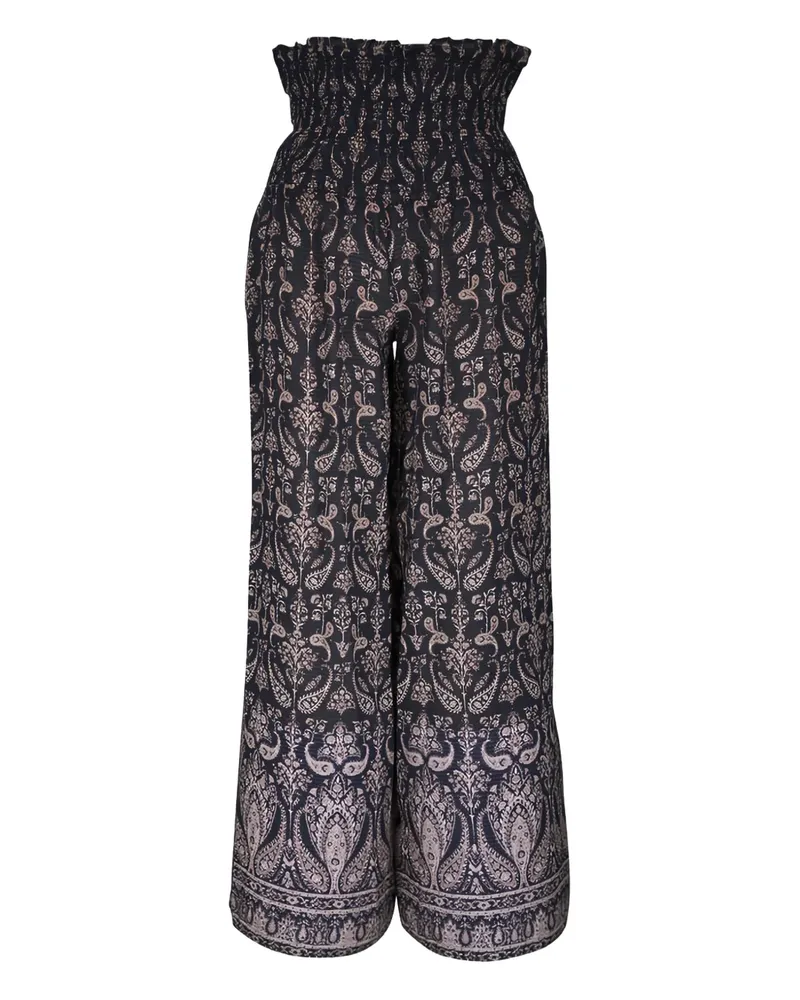 Veronica Beard shirred paisley trousers - Schwarz Schwarz