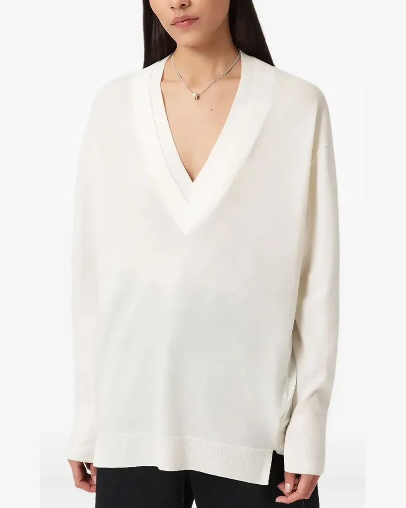 AllSaints Bern Pullover mit V-Ausschnitt - Weiß Weiß