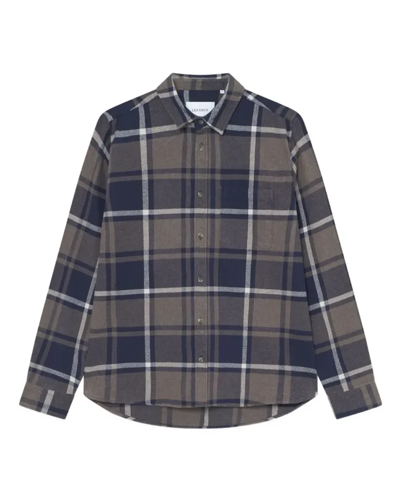 LES DEUX Kariertes Button-down-Hemd - Blau Blau