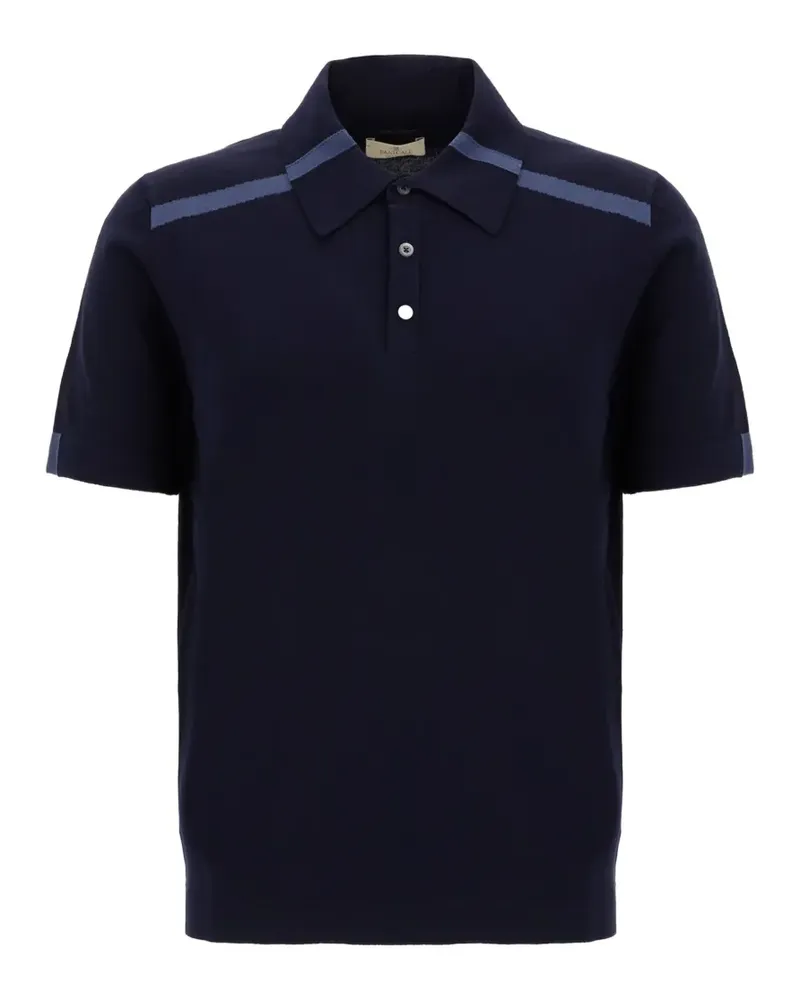 PANICALE Cashmere stripe-detail polo shirt - Blau Blau