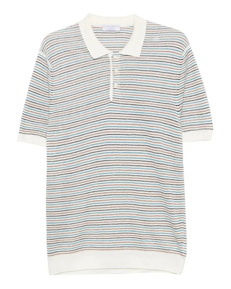 Gran Sasso striped short-sleeve polo shirt - Nude Nude