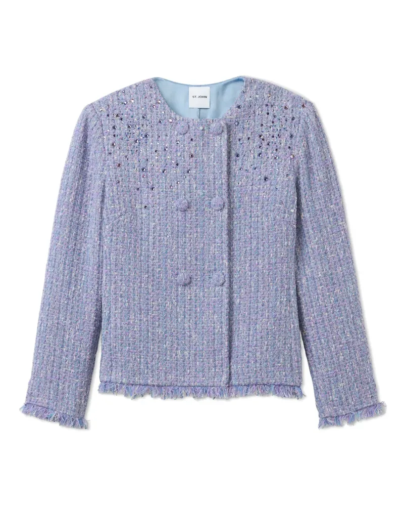 ST. JOHN Tweed-Jacke mit Pailletten - Blau Blau