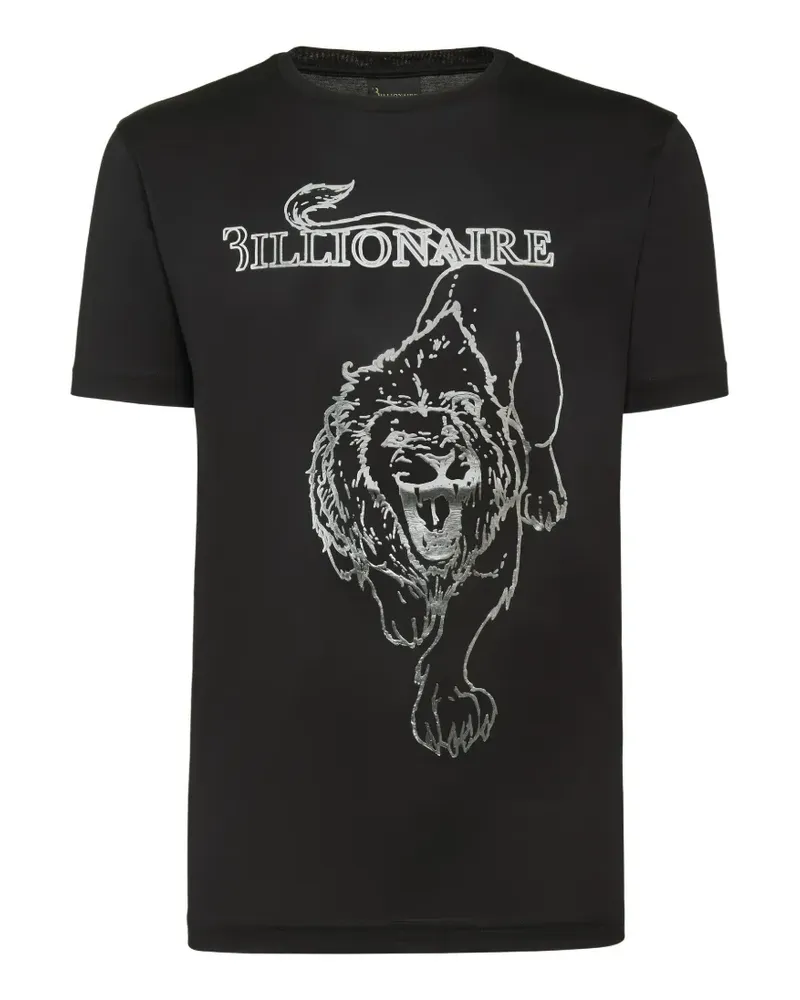 Billionaire T-Shirt mit Löwen-Print und rundem Ausschnitt - Schwarz Schwarz