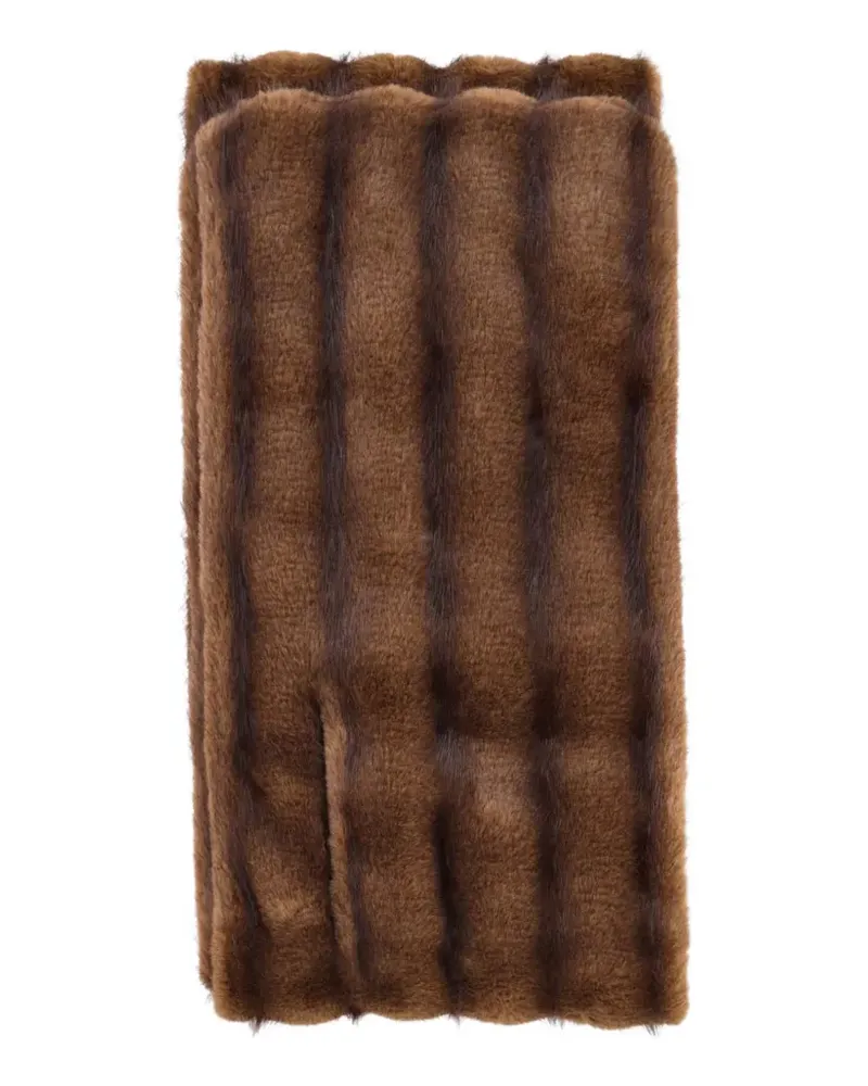 FRANKIE Shop faux-fur striped scarf - Braun Braun