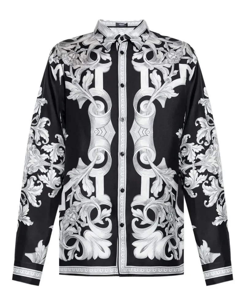 Versace Hemd aus Seide mit Barocco-Print - Schwarz Schwarz