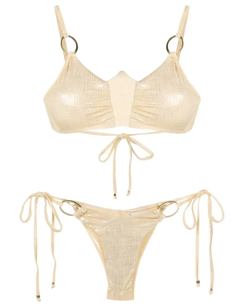 Amir Slama Bikini mit metallischen Effekten - Gold Gold