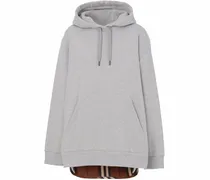 Hoodie mit karierten Einsätzen - Grau