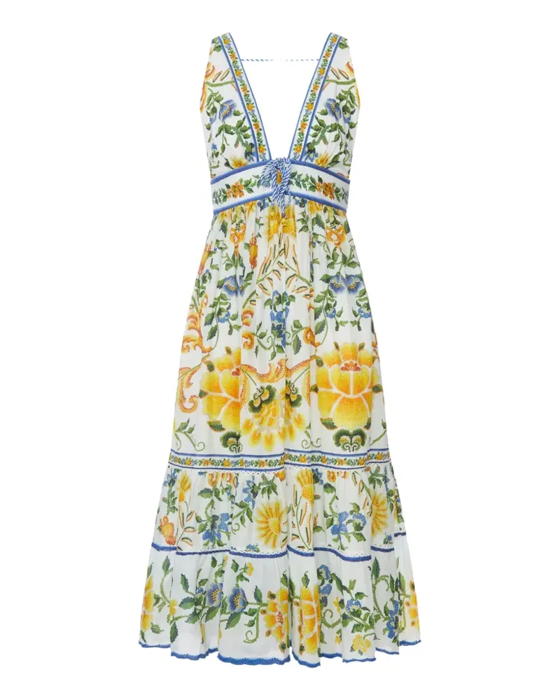 FARM Rio Emily Floral Tapestry midi dress - Weiß Weiß