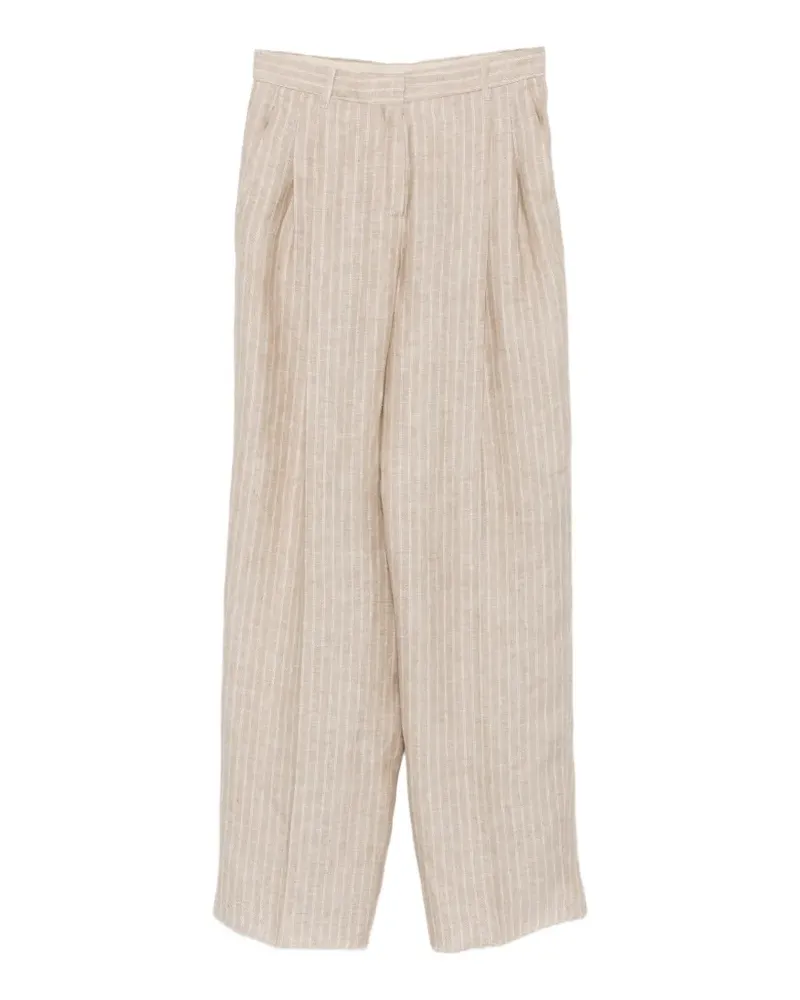 Max Mara Fonte pinstripe-pattern pleated trousers - Nude Nude