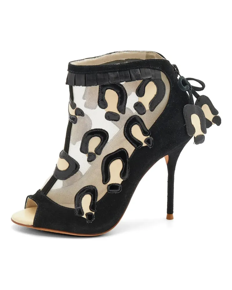 Sophia Webster leopard-print mesh heeled boots - Schwarz Schwarz