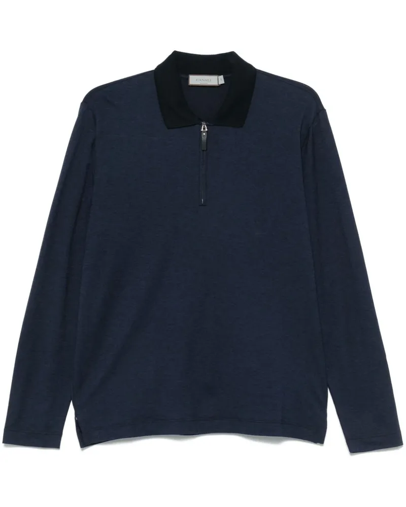 Canali Poloshirt aus Jersey - Blau Blau