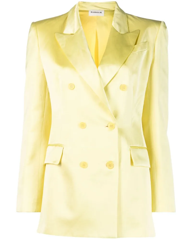 P.A.R.O.S.H. P.A.R.O H. Doppelreihiger Blazer aus Satin - Gelb Gelb