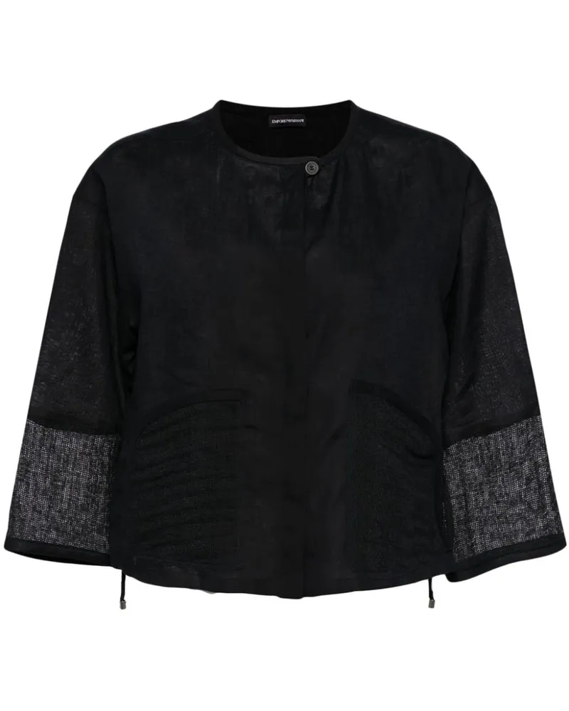 Emporio Armani Leinenbluse mit Einsätzen - Schwarz Schwarz
