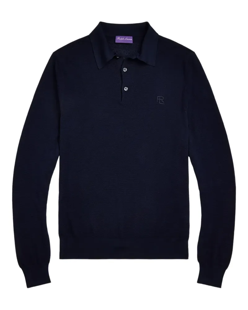 Ralph Lauren Fein gestricktes Poloshirt - Blau Blau