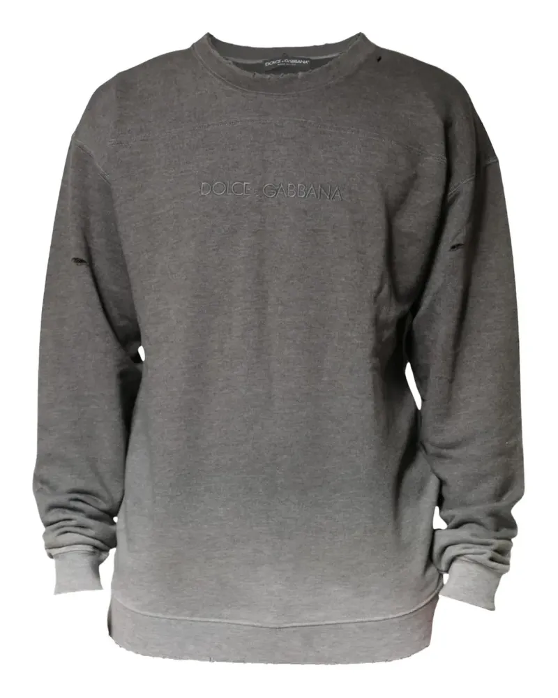 Dolce & Gabbana Sweatshirt im Distressed-Look mit Logo - Grau Grau