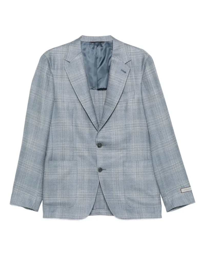 Canali checked two-button blazer - Blau Blau