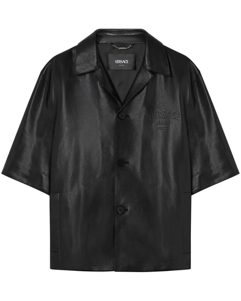 Versace Hemdjacke aus Leder - Schwarz Schwarz