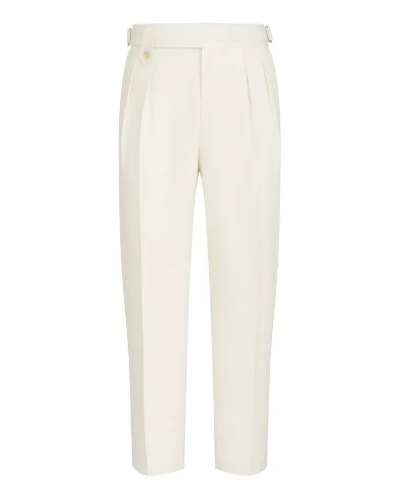 Brunello Cucinelli Gabardine-Hose aus Baumwolle und Schurwolle mit Doppelfalten und Taillenlaschen - Nude Nude