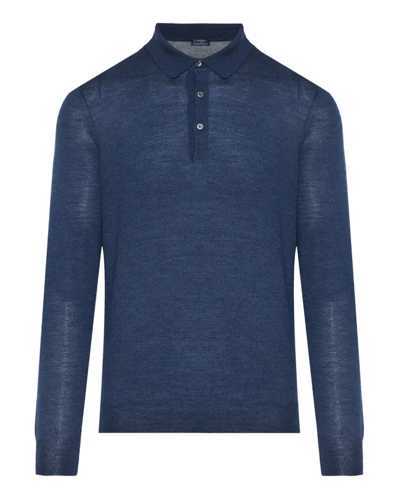 BARBA Langärmeliges Poloshirt - Blau Blau