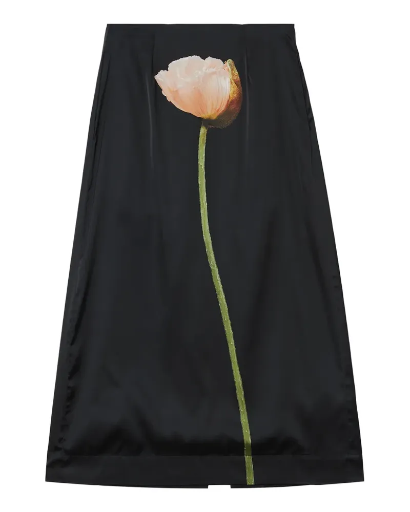 Simone Rocha Rock mit Blumen-Print - Schwarz Schwarz