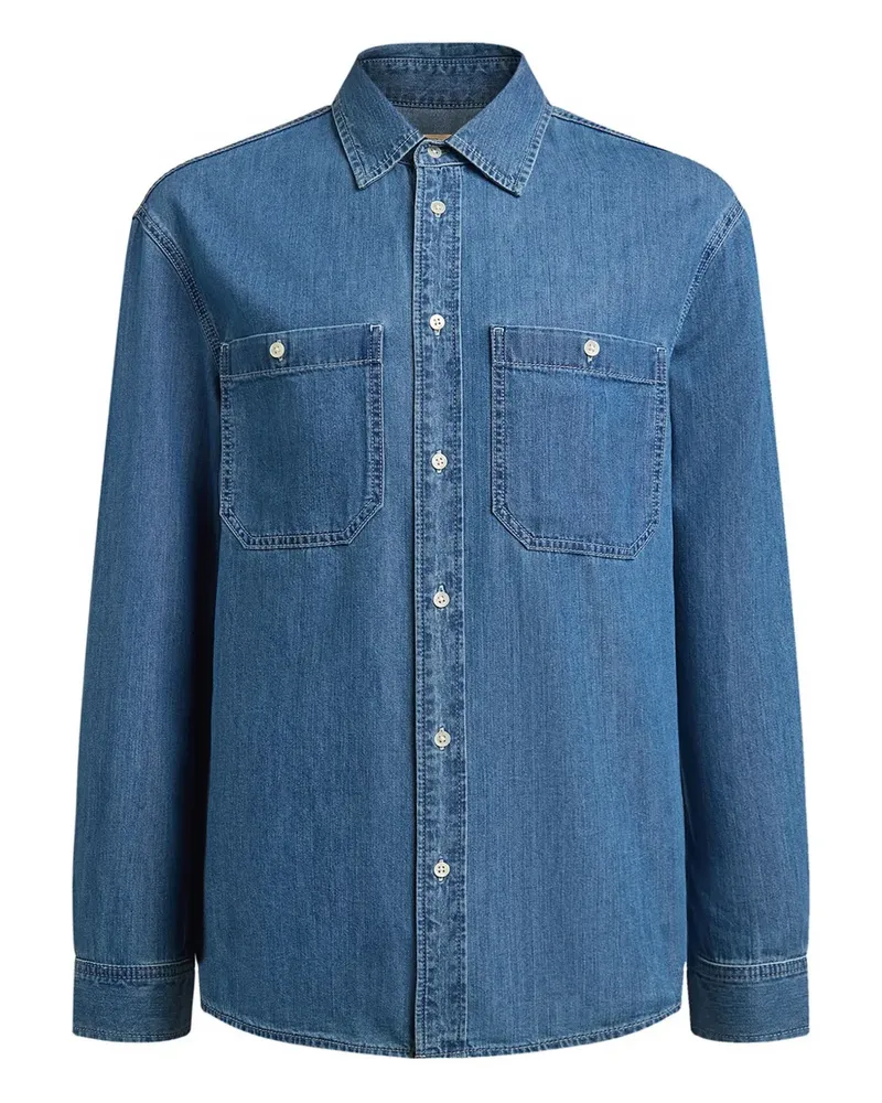 12 STOREEZ Leichtes Jeanshemd - Blau Blau