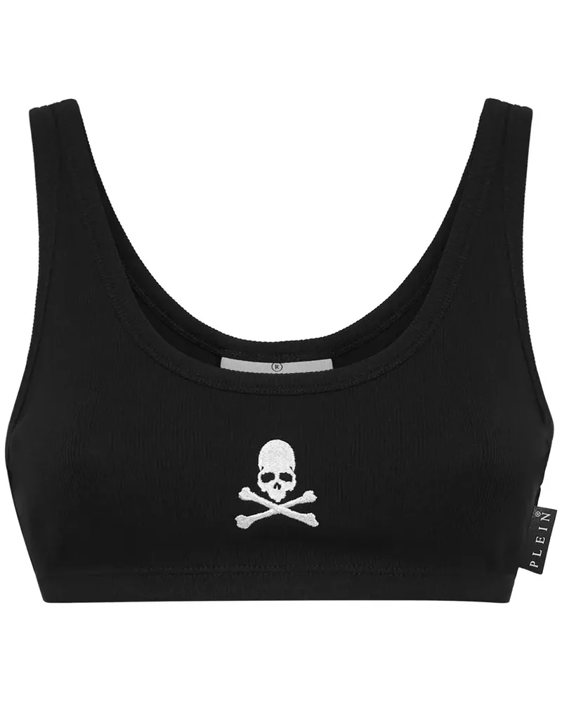 Philipp Plein Skull & Bones Cropped-Tanktop - Schwarz Schwarz