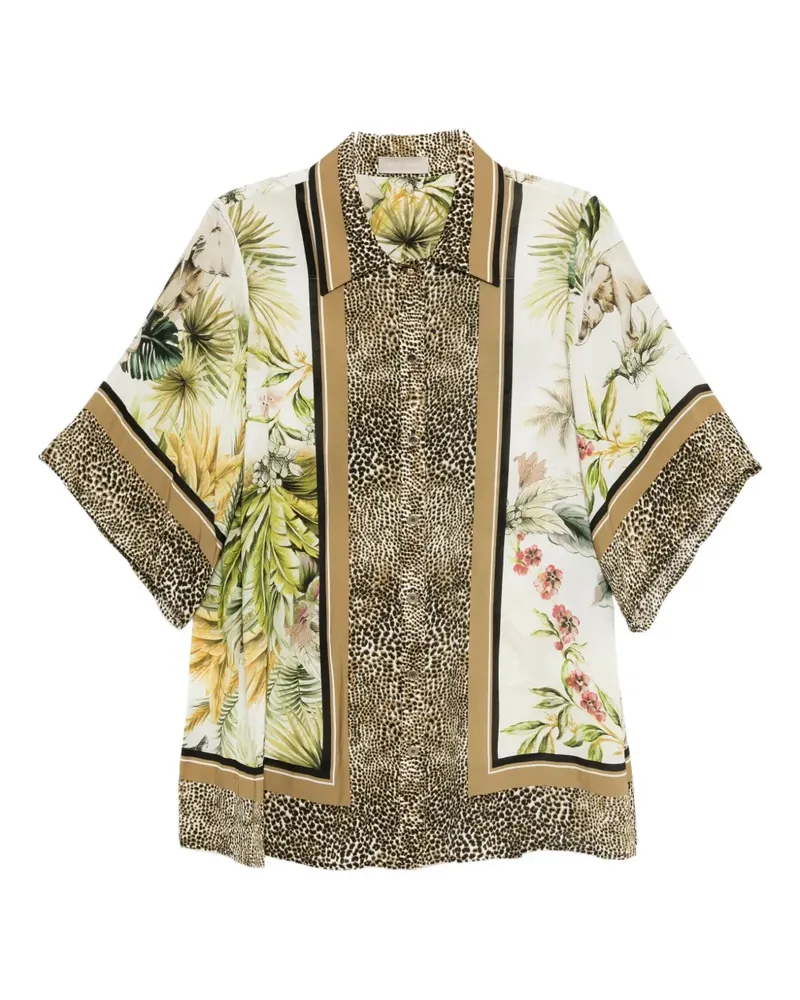 Elie Saab Chiffonhemd mit Savannah-Print - Nude Nude