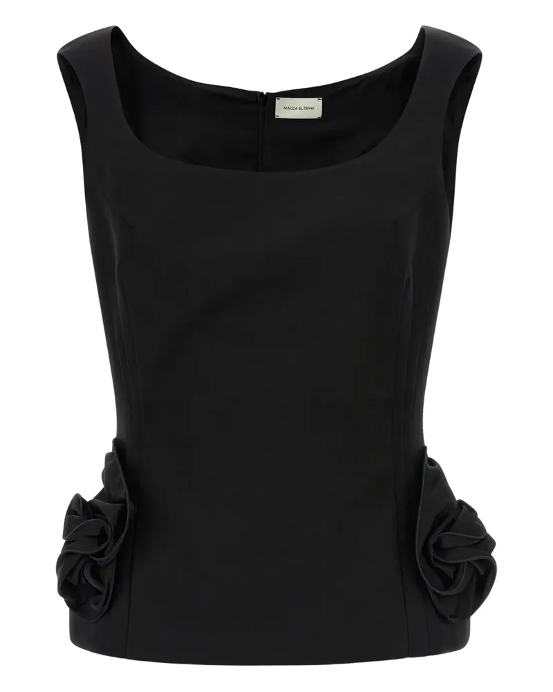 Magda Butrym floral-ruffle sleeveless top - Schwarz Schwarz