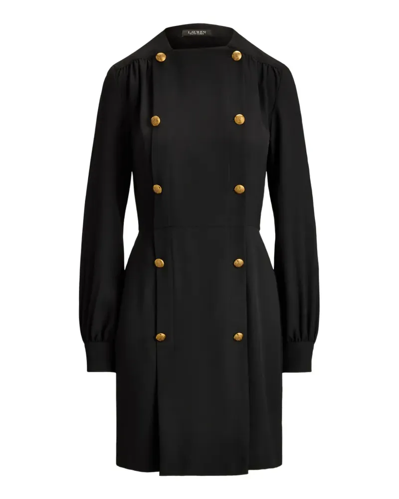 Ralph Lauren Doppelreihiges Georgette-Minikleid - Schwarz Schwarz