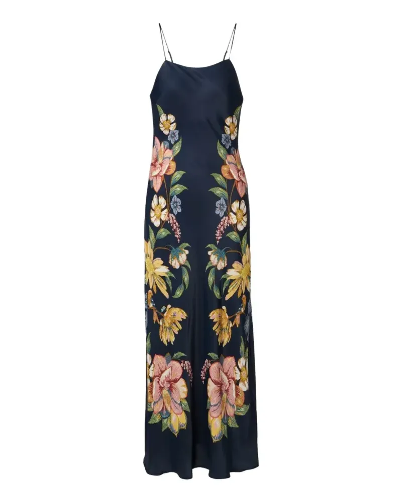 FARM Rio Maira floral-print spaghetti-straps maxi dress - Blau Blau