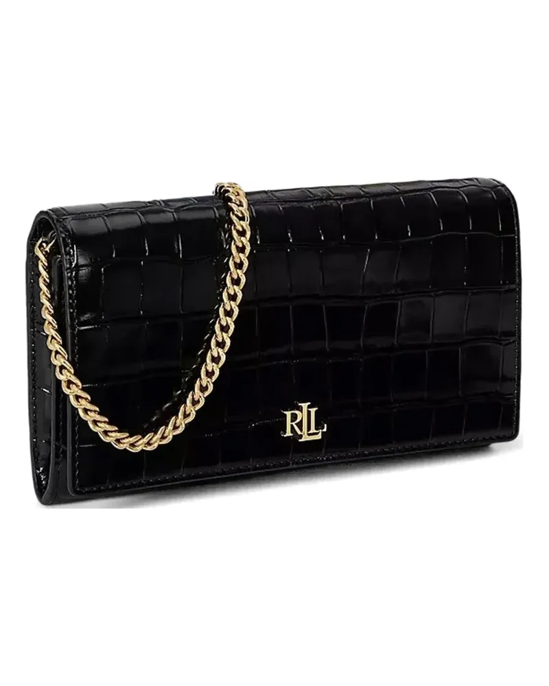 Ralph Lauren Mittelgroße Adair II Umhängetasche in Kroko-Optik - Schwarz Schwarz