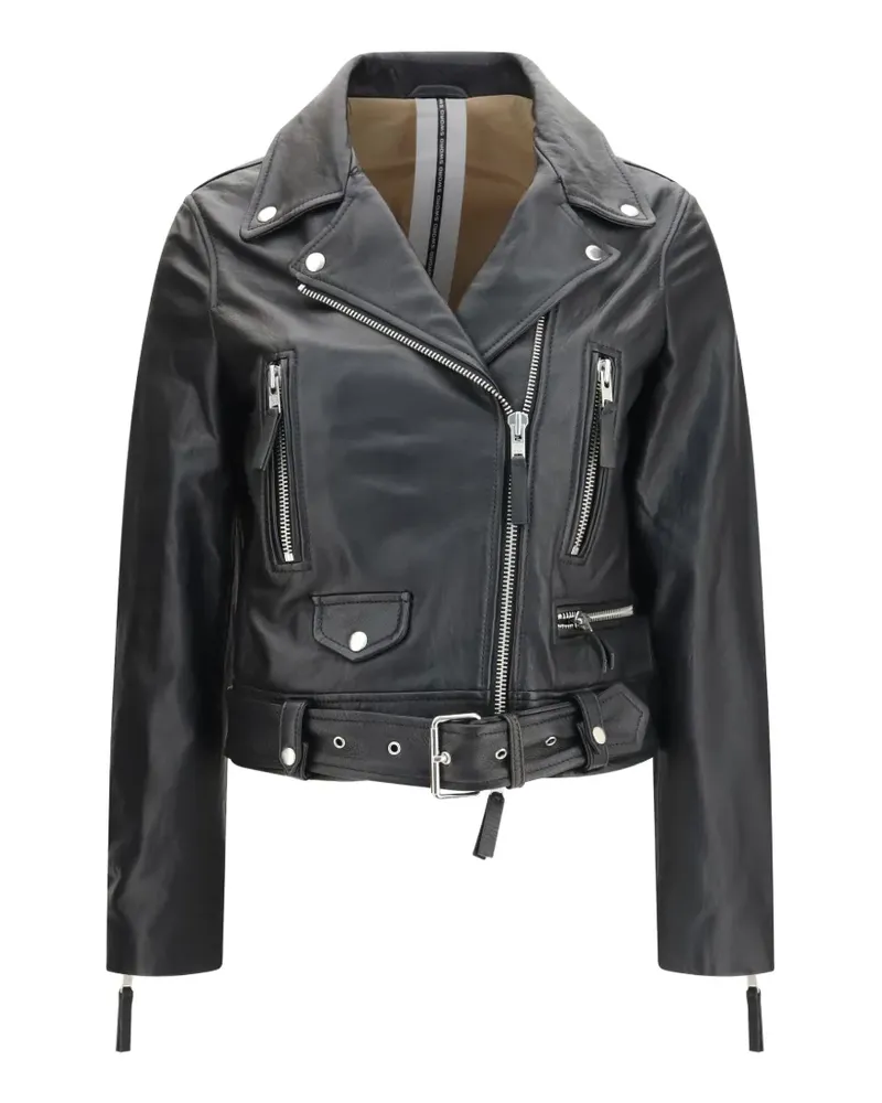 s.w.o.r.d 6.6.44 belted leather jacket - Schwarz Schwarz
