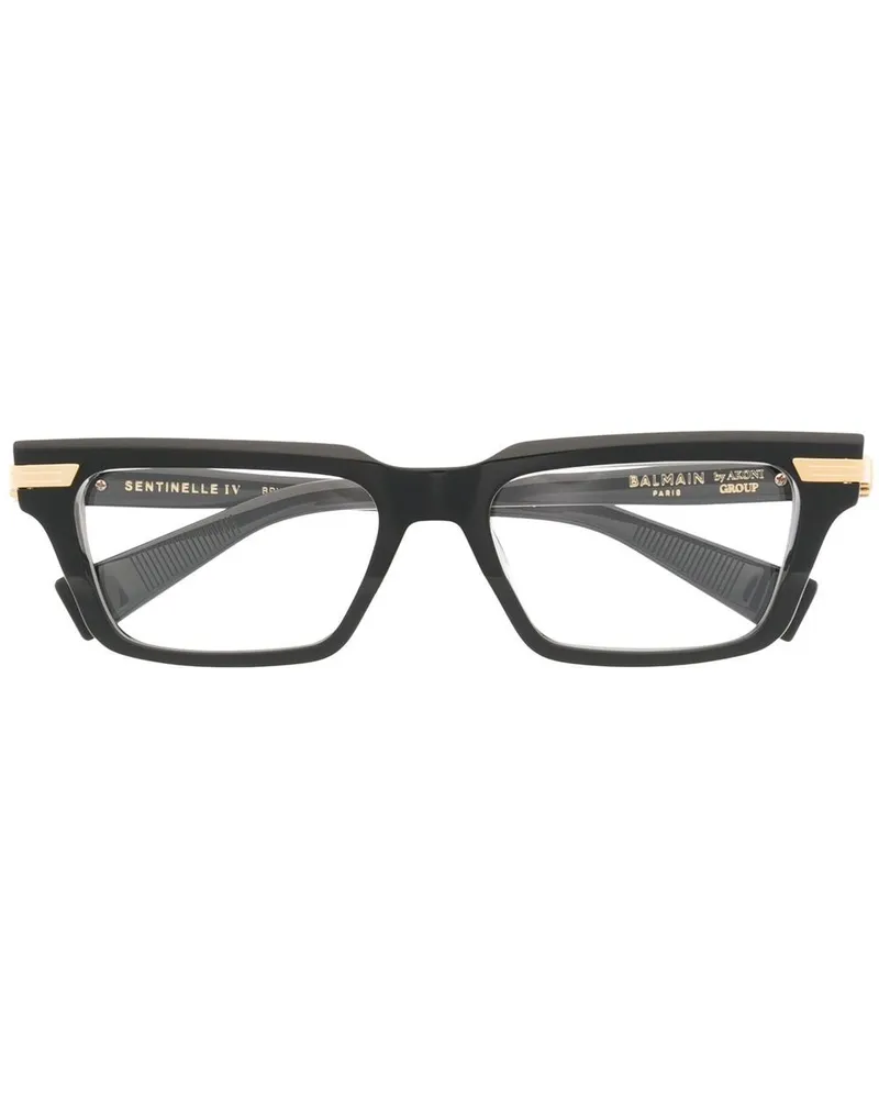 Balmain Sonnenbrille mit eckigem Gestell - Schwarz Schwarz