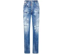 Distressed-Jeans mit Kristallen