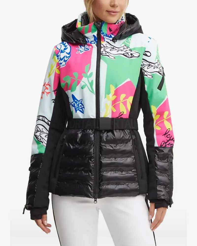 Sportalm Skijacke mit grafischem Print und Gürtel - Schwarz Schwarz