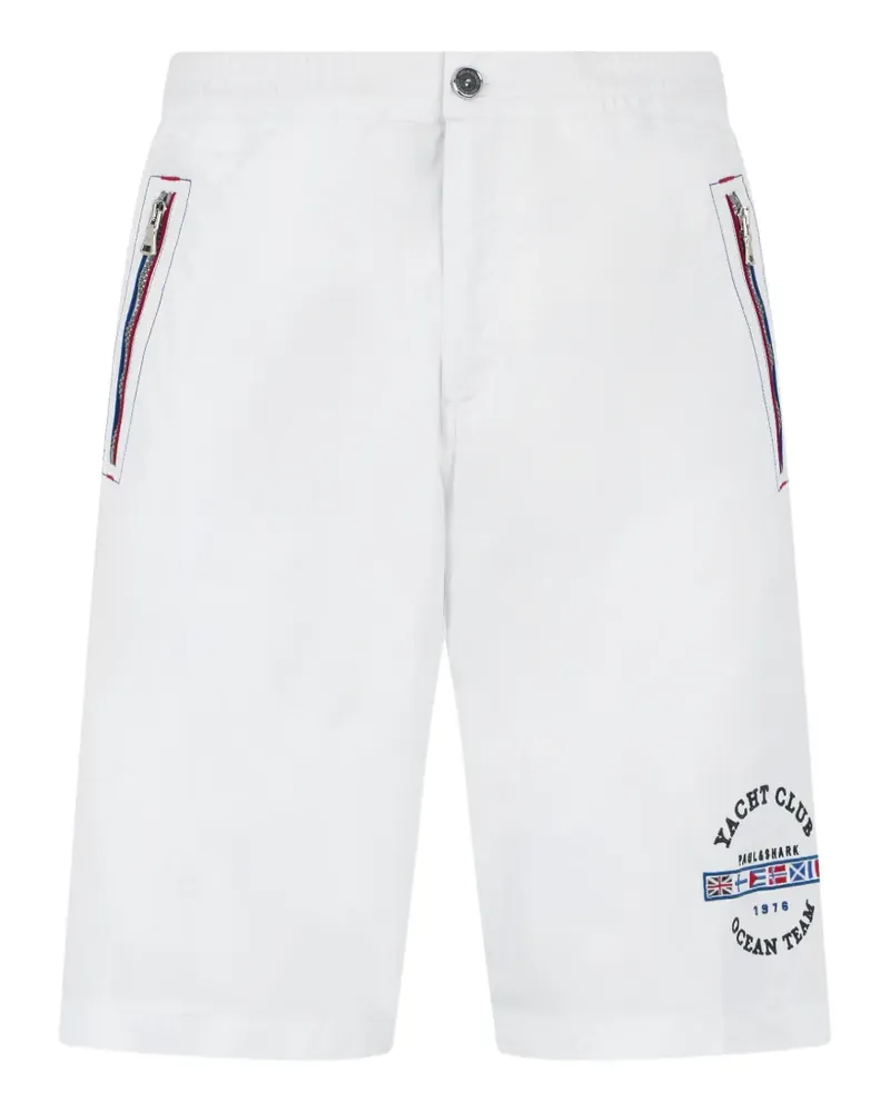 Paul & Shark logo-print zip-pocket shorts - Weiß Weiß