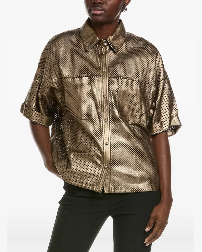 Brunello Cucinelli perforated leather shirt - Gold Gold