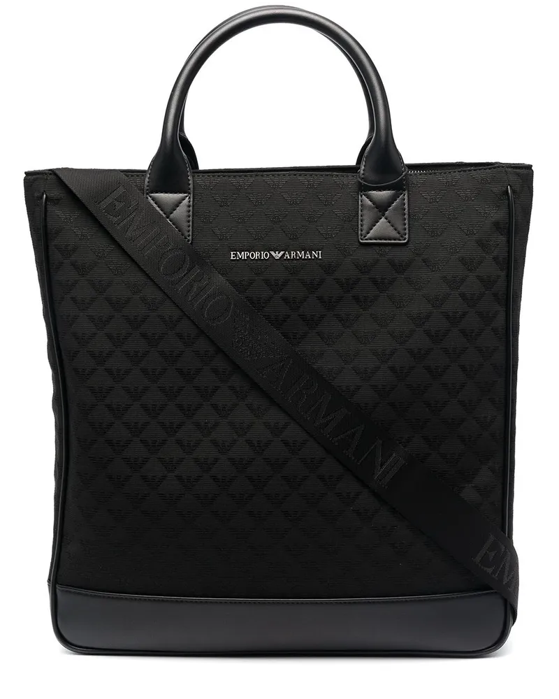 Emporio Armani Gesteppter Shopper mit Logo Schwarz