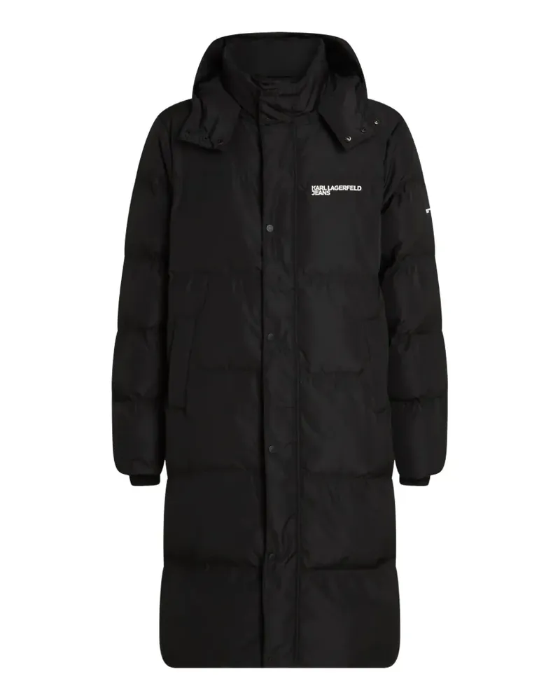 Karl Lagerfeld logo-print hooded padded coat - Schwarz Schwarz
