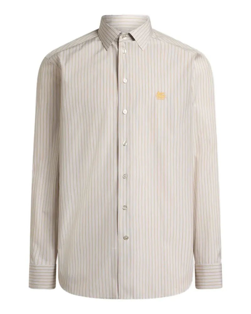 Etro Gestreiftes Hemd mit Logo-Stickerei - Nude Nude
