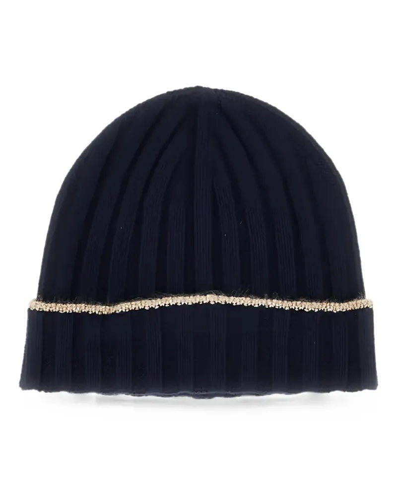 Brunello Cucinelli ribbed-knit cashmere beanie hat - Blau Blau