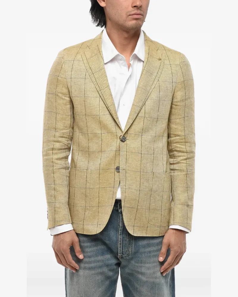 Corneliani windowpane-pattern linen blazer - Gelb Gelb