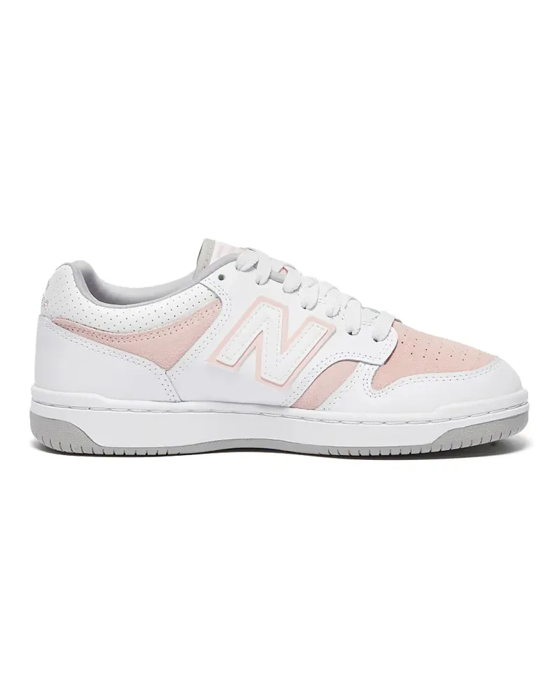 New Balance BB480 perforated lace-up leather sneakers - Weiß Weiß