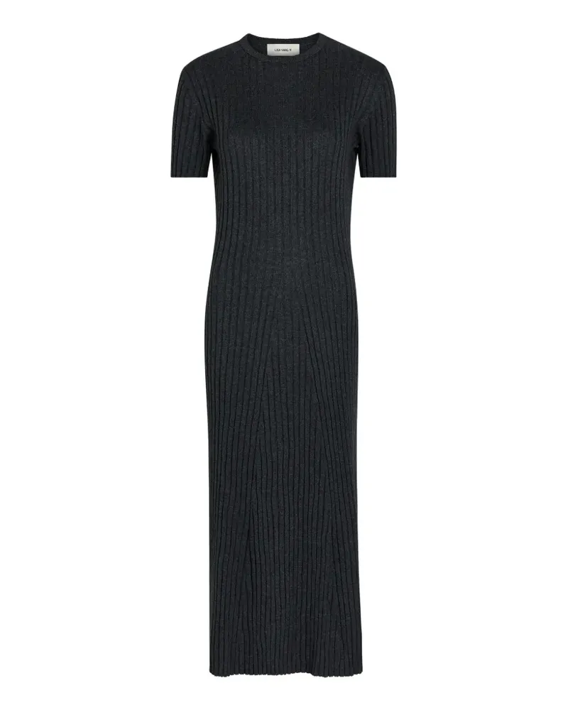 Lisa Yang ribbed-knit short-sleeve midi dress - Grau Grau